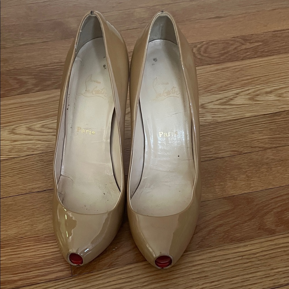 Christian Louboutin Beige Peep Toe Heels